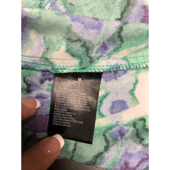 Perceptions New York Dress Womens Sz Medium Blue Green Sleeveless Floral Stretch - Picture 7 of 9